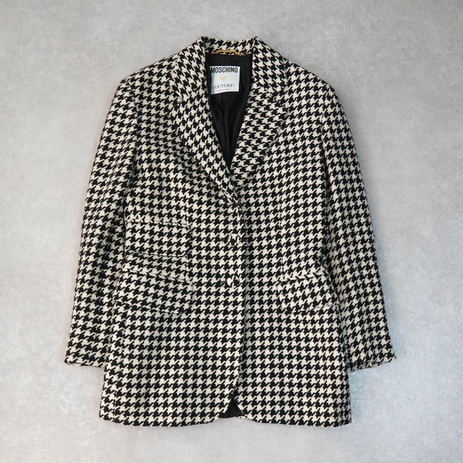 モスキーノ 千鳥格子柄 シングル ウール テーラードジャケット