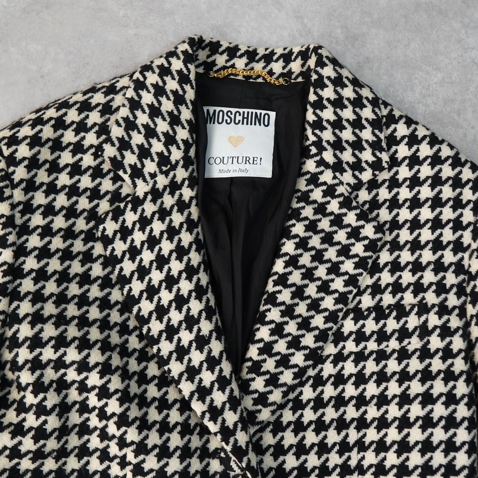 モスキーノ 千鳥格子柄 シングル ウール テーラードジャケット
