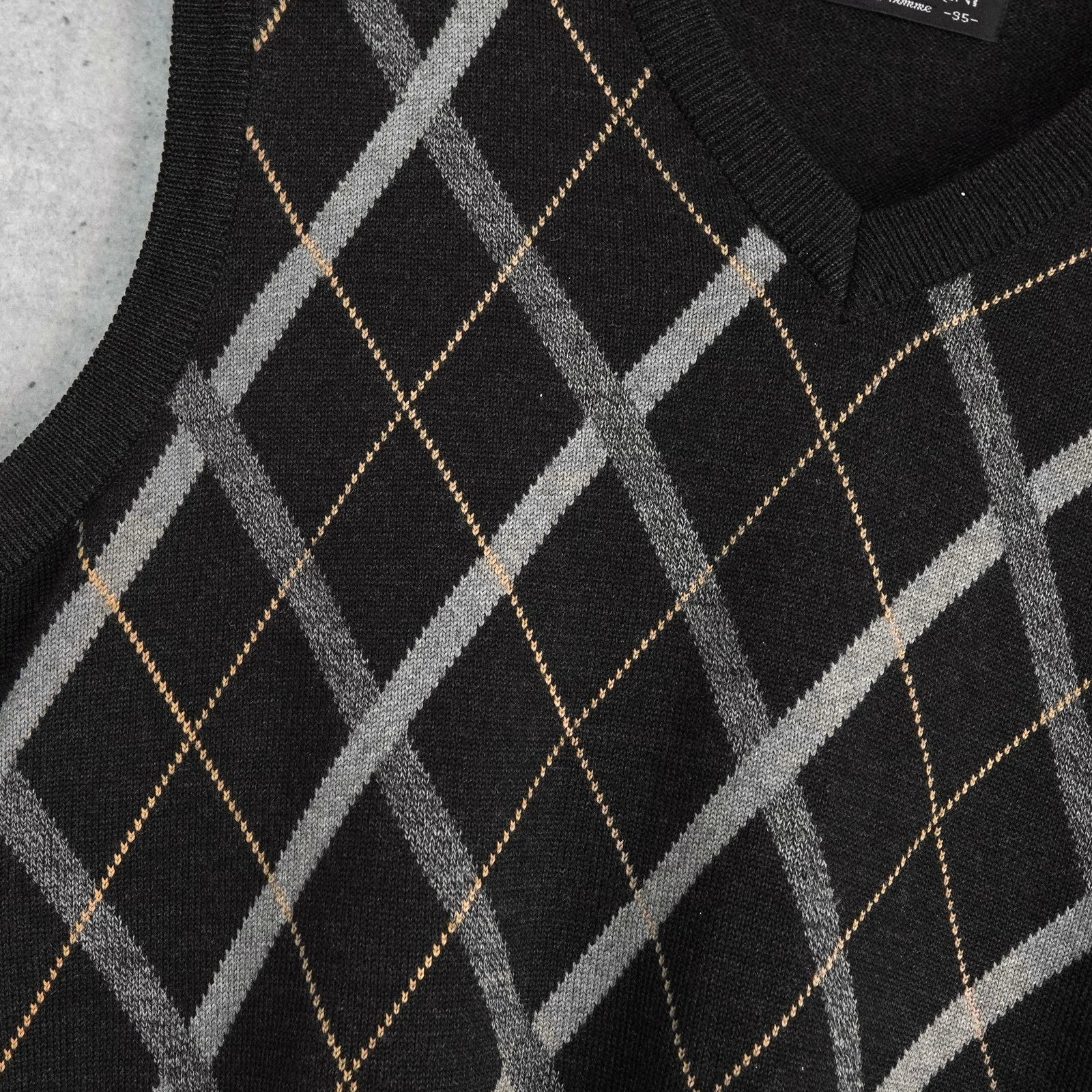 イヴ サンローラン 1990's ヴィンテージ YSLロゴ アーガイル柄 ウール