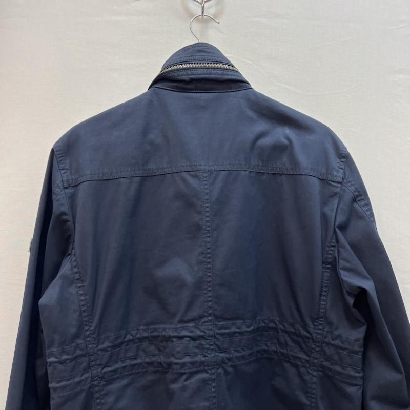 ①【美品】バーバリーブラックレーベル M-65 ミリタリージャケット ネイビー系 バーバリーブラックレーベル M-65 ミリタリージャケット ロゴ レザー