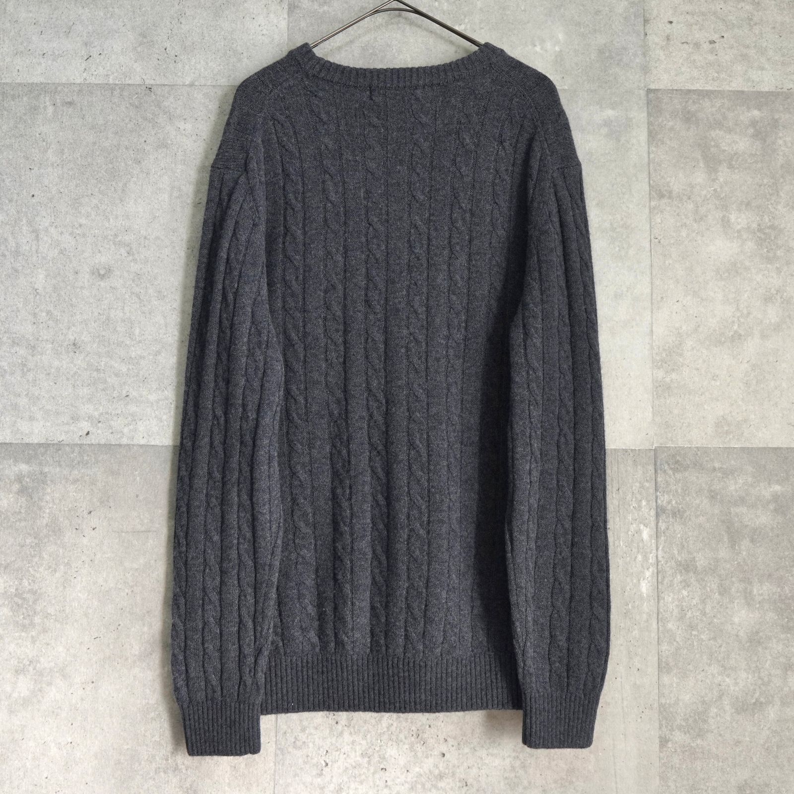 ブルックス ブラザーズ ケーブル編み ワンポイントロゴ ニット グレー