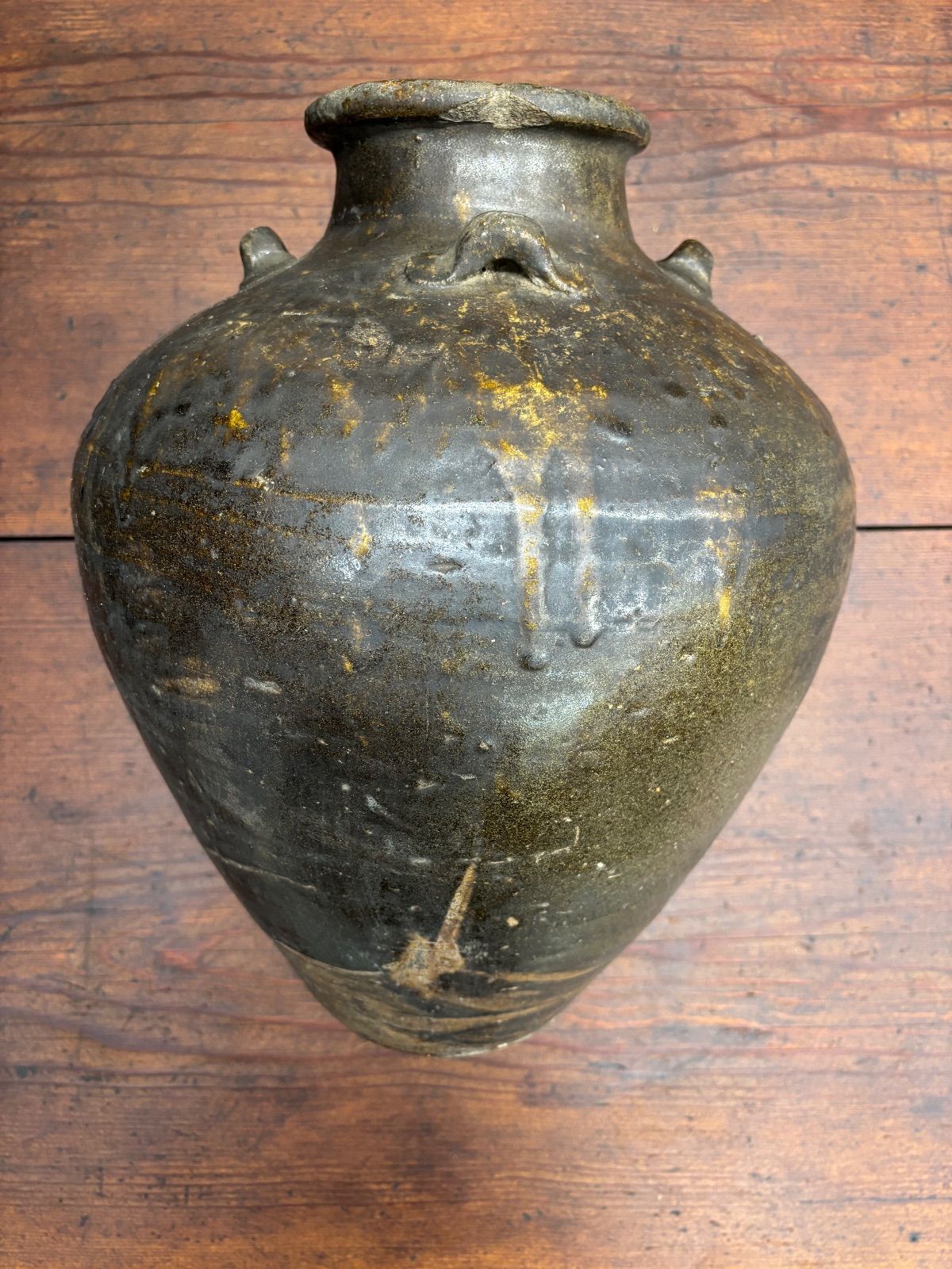 古常滑 四耳壺 共箱付 常滑焼 古美術 壷 骨董品 古玩 工芸品