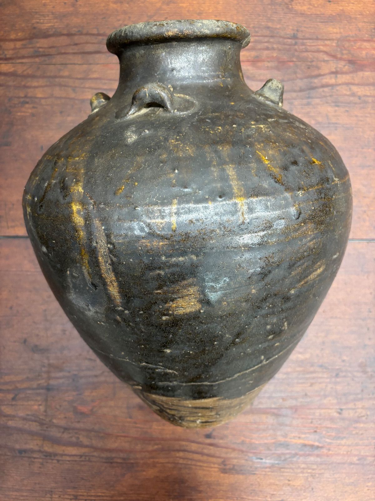 古常滑 四耳壺 共箱付 常滑焼 古美術 壷 骨董品 古玩 工芸品