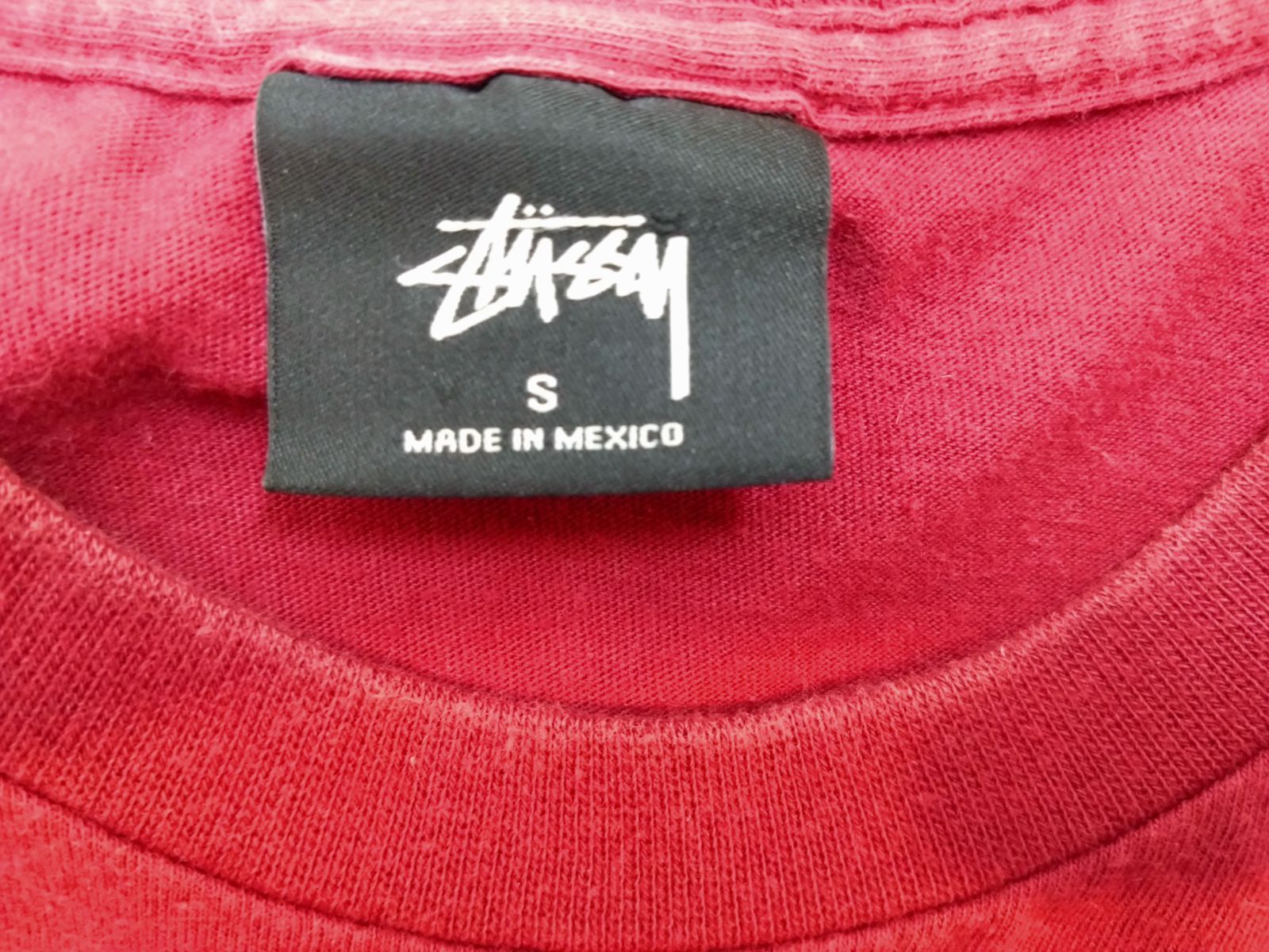 USA製 STUSSY スチューシー ロゴTシャツ ワインレッド 胸中央プリント 