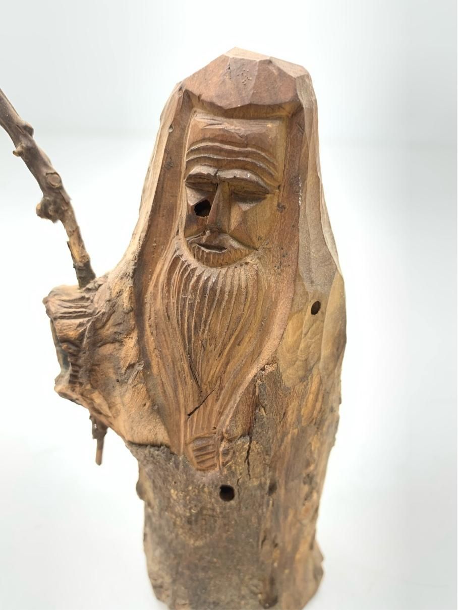 貴重 根彫 寿老人 七福神 人物像 木彫り 骨董 流木アート 仏教美術