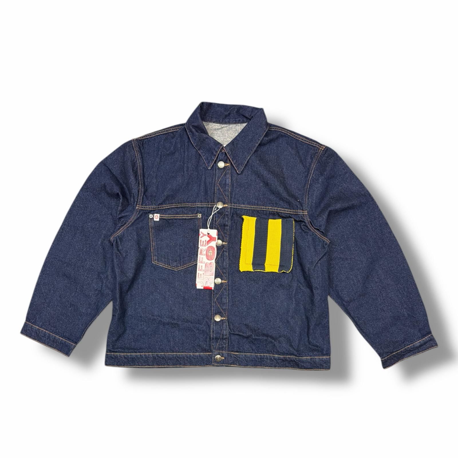 参考上代84700円 未使用 CHARLES JEFFREY LOVERBOY 25SS CARGO DENIM JACKET WITH KNIT PATCH カーゴデニムジャケットウィズニットパッチ Gジャン チャールズ ジェフリー ラバーボーイ インディゴ L （4693M） 未使用 CHARLES JEFFREY LOVERBOY 25SS CARGO DENIM JACKET WITH KNIT