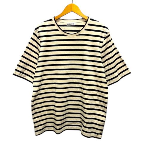 ジルサンダープラス JIL SANDER＋  Tシャツ クルーネック コットン ボーダー 半袖 J47GC0109 J46497 L 白 ホワイト 黒 ブラック