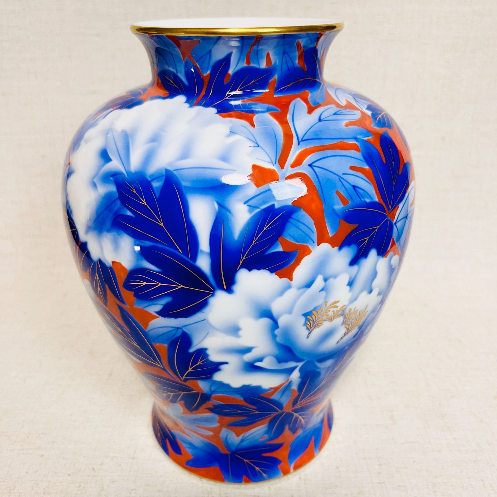 【極美品】深川製磁　染錦　牡丹　花瓶　フラワーベース 1024006014921028_05_3377.jpeg