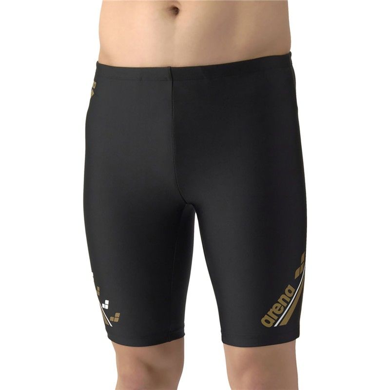 arena(アリーナ) フイツトネススパツツ(ハ-フレツグ) 水泳水着M フィット (as6swf68m-bkgd)、ブラック/ゴールド