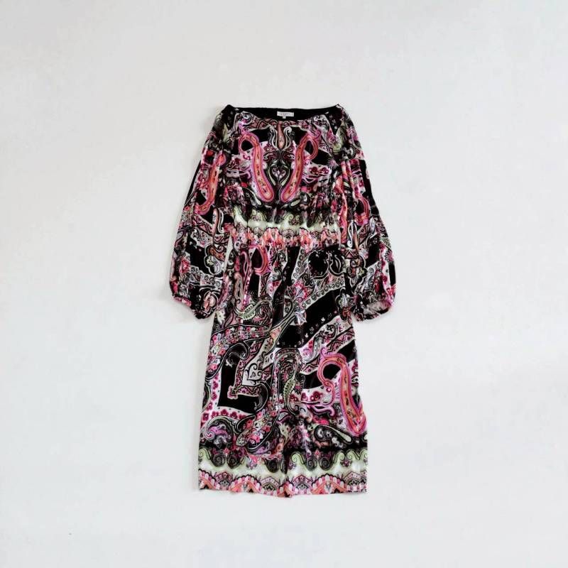 ETRO エトロ 長袖ワンピース ロング パワーネット ペイズリー柄 総柄