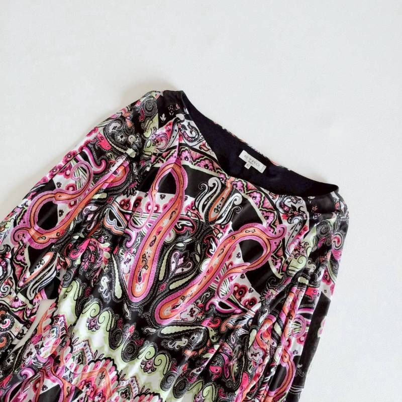 ETRO エトロ 長袖ワンピース ロング パワーネット ペイズリー柄 総柄