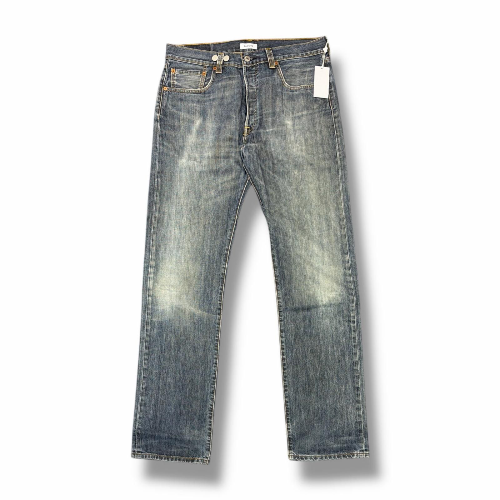 参考上代38500円 未使用 BASICKS 24AW Heart Pocket Damage Denim USED