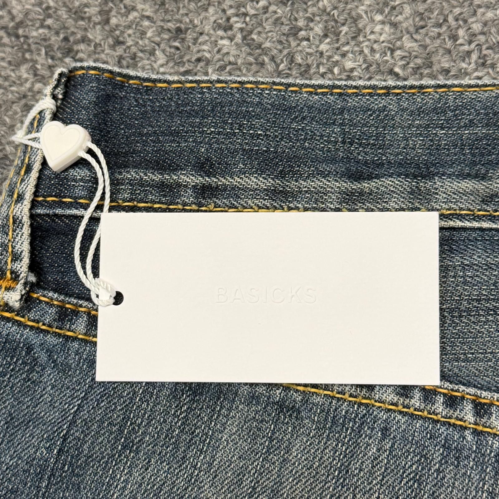 参考上代38500円 未使用 BASICKS 24AW Heart Pocket Damage Denim USED ハートポケットダメージデニムパンツ ジーンズ ベイシックス S-601LV インディゴ M （4617M） 参考上代38500円 未使用 BASICKS 24AW Heart Pocket Damage Denim USED