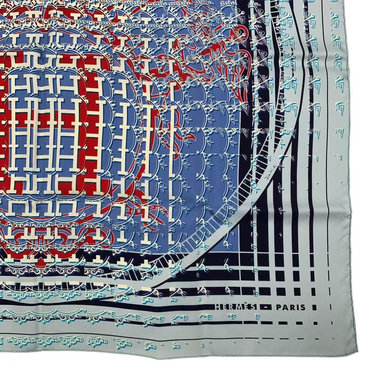 新品同様 HERMES エルメス カレ90 スカーフ シルク 24 FAUBOURG