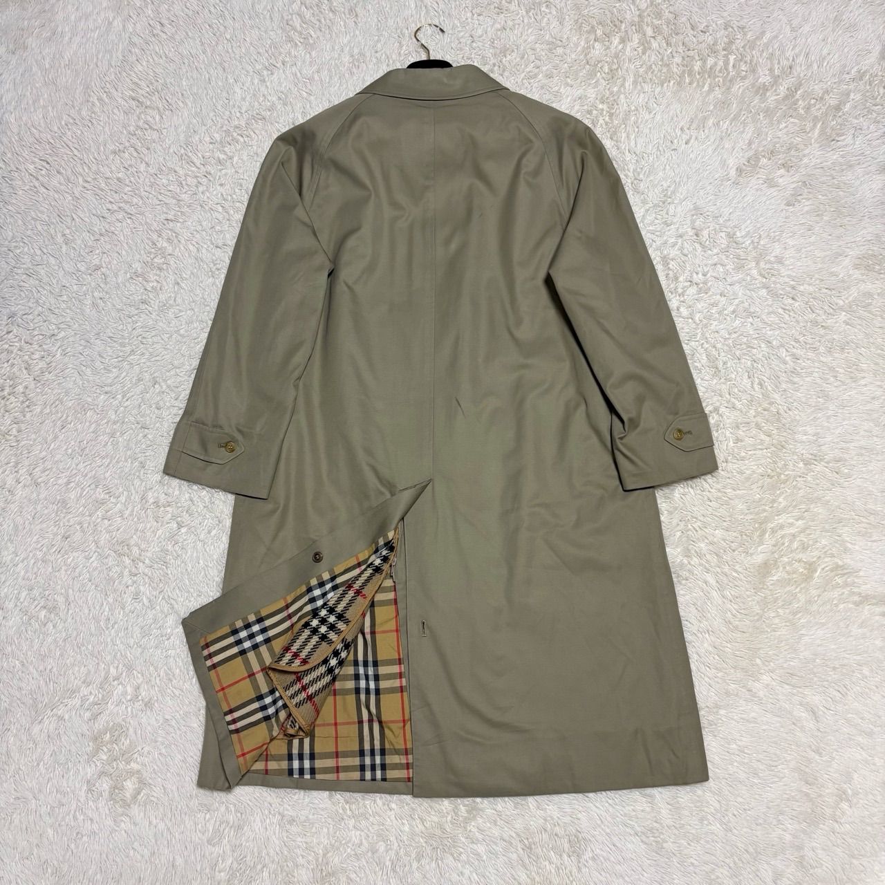 90s バーバリーズ　ステンカラーコート　ライナー　M カーキ　ノバチェック 希少 Burberrys バーバリー ステンカラーコート ライナー付