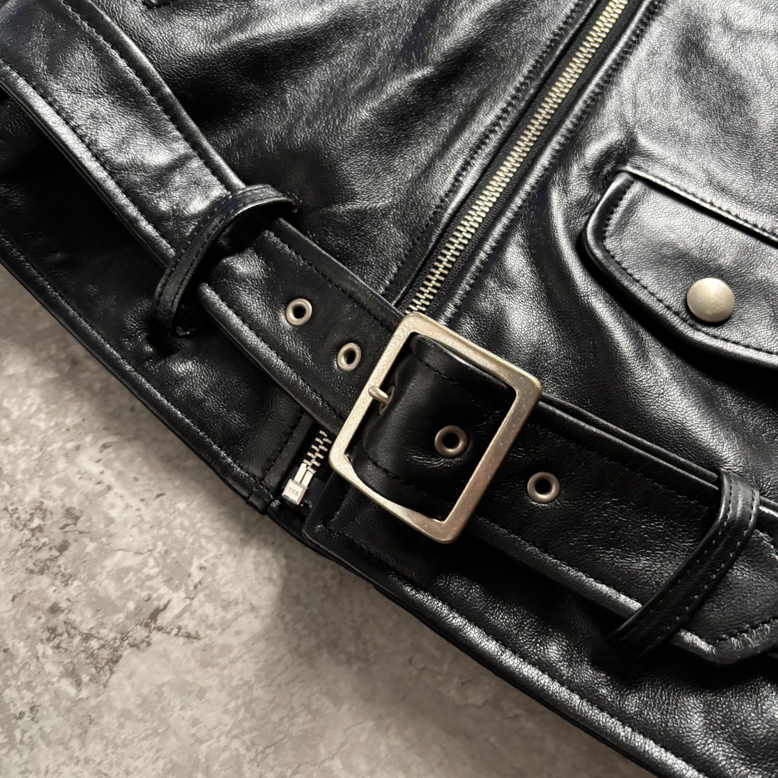 高級品✨ビューティフルピープル ラムレザー ライダース ベスト ブラック 140 高級品✨ビューティフルピープル ラムレザー ライダース ベスト