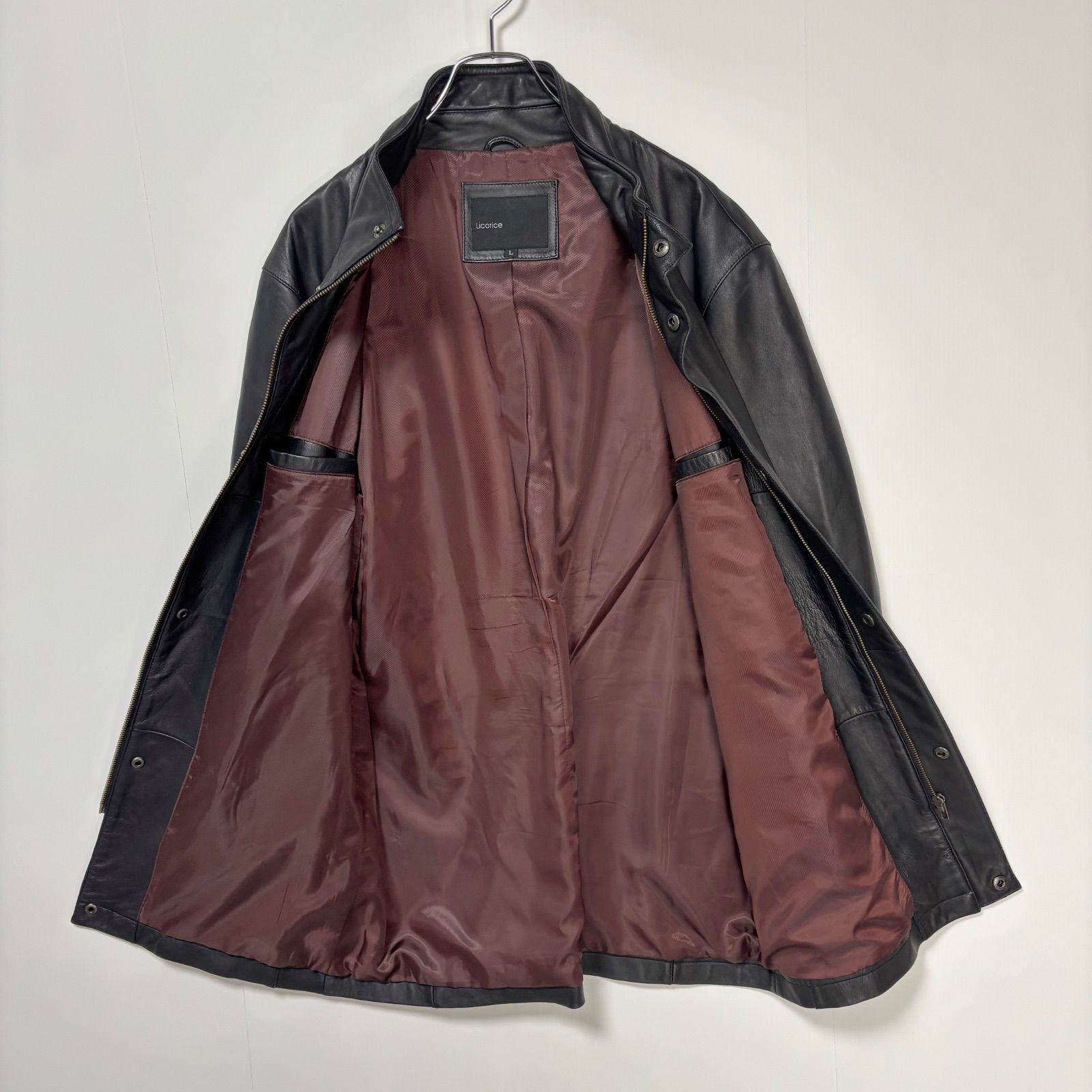 Licorice リコリス スタンドカラーコート 柔らかい ブラック 黒 メンズ