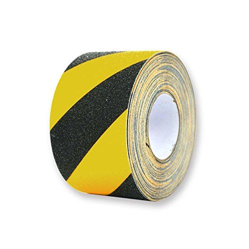 すべり止めテープ 黄|黒 トラ サイズ 幅100 mm×18 m 厚さ0.8 mm 材質 PET基材 鉱物粒子 アクリル系接着剤 防滑