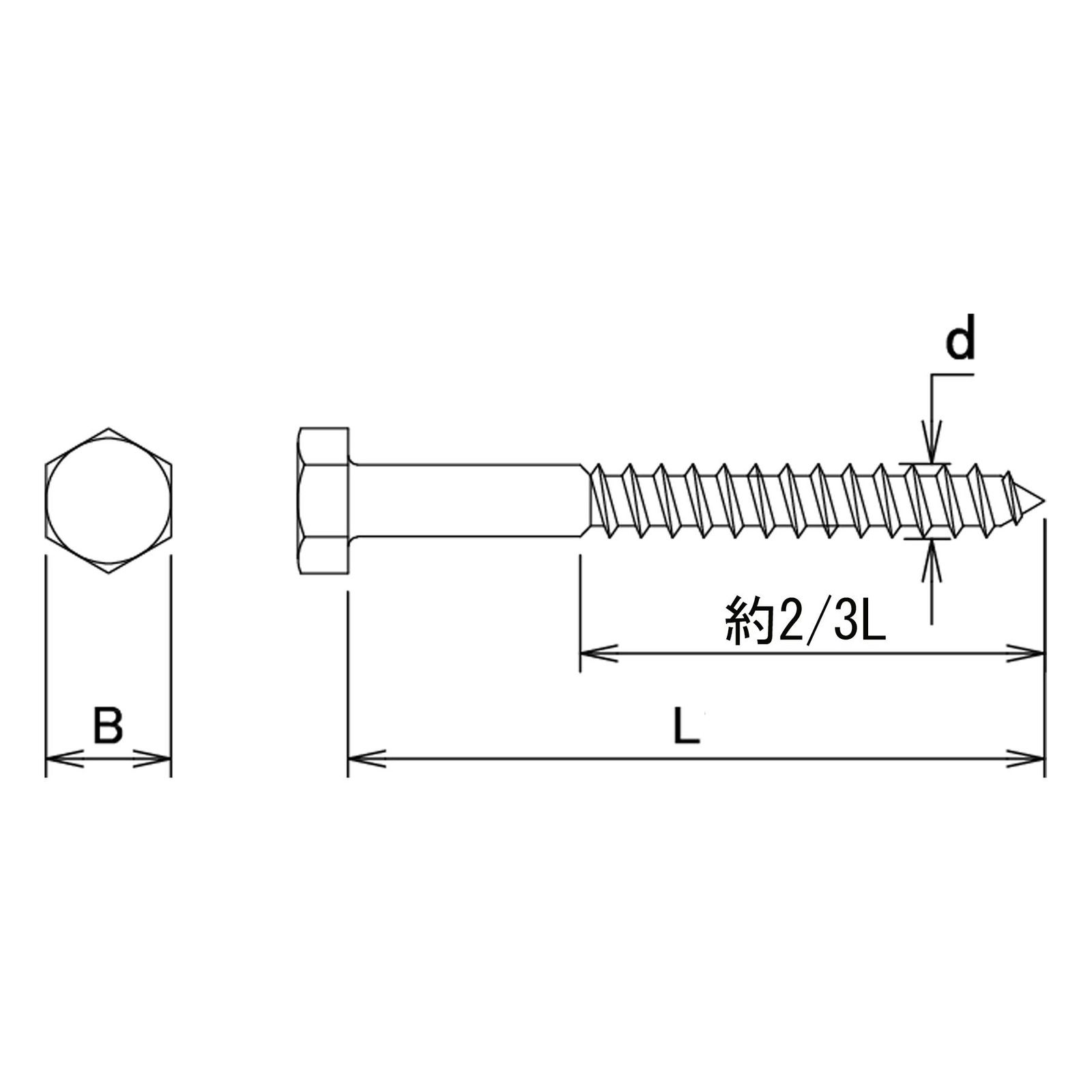 ダイドーハント クロメート コーチスクリュー 19頭 呼び径 12 x 長さL 180 mm 鉄 約50本入 40063
