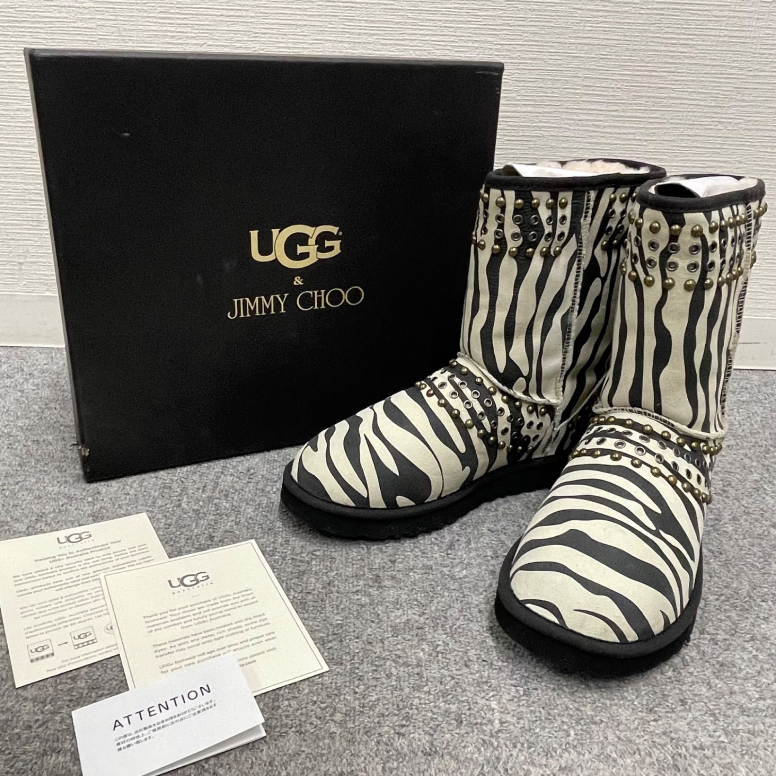 NPA】25cm UGG JIMMYCHOO コラボ ムートンブーツ ゼブラ柄 アグ ジミー