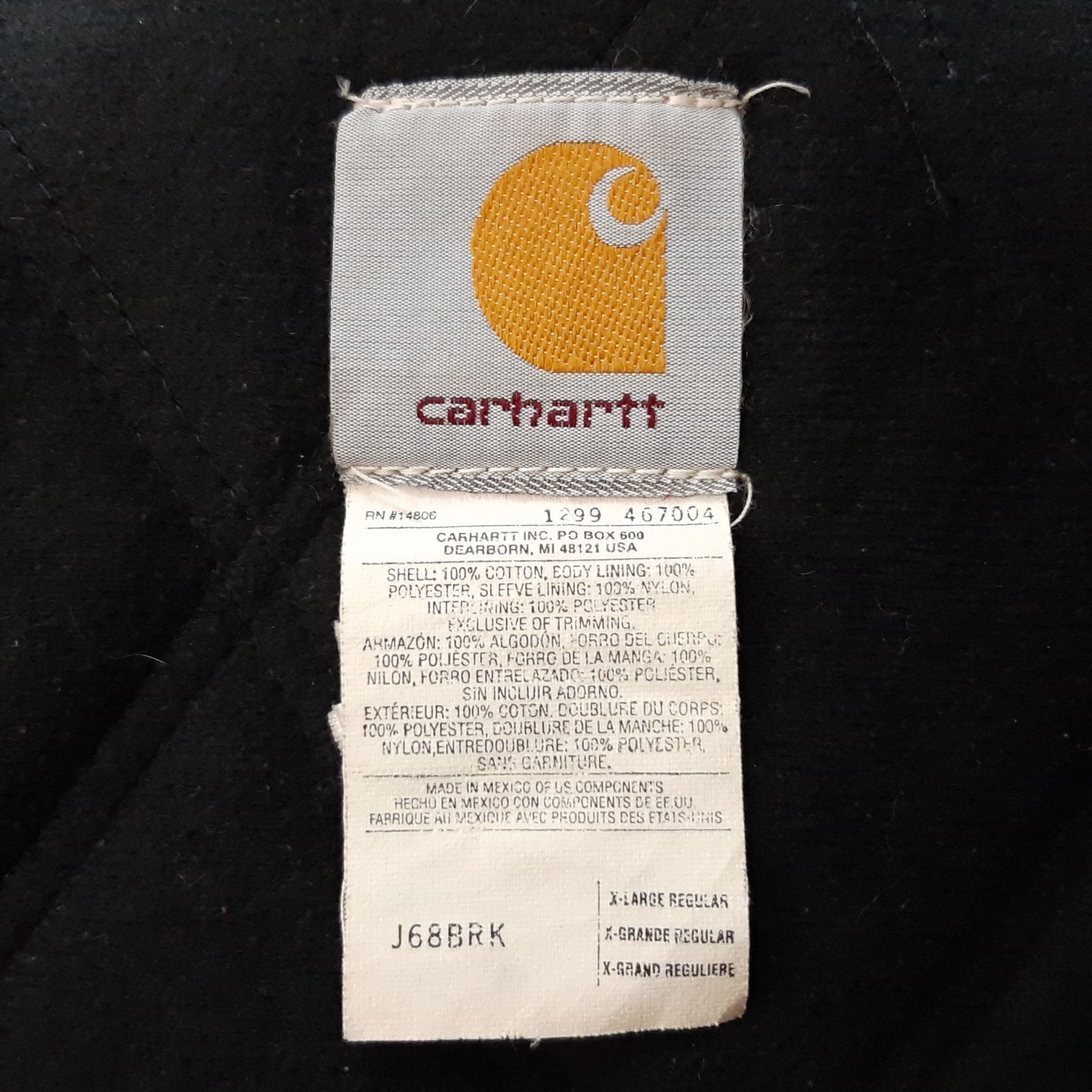 size XL】99年製 Carhartt アクティブジャケット ブリック 革ロゴ 