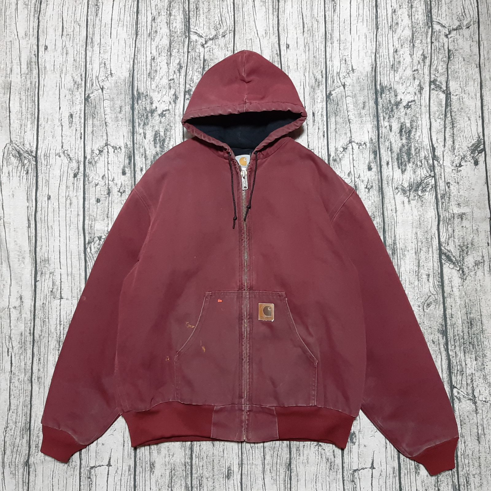 size XL】99年製 Carhartt アクティブジャケット ブリック 革ロゴ 
