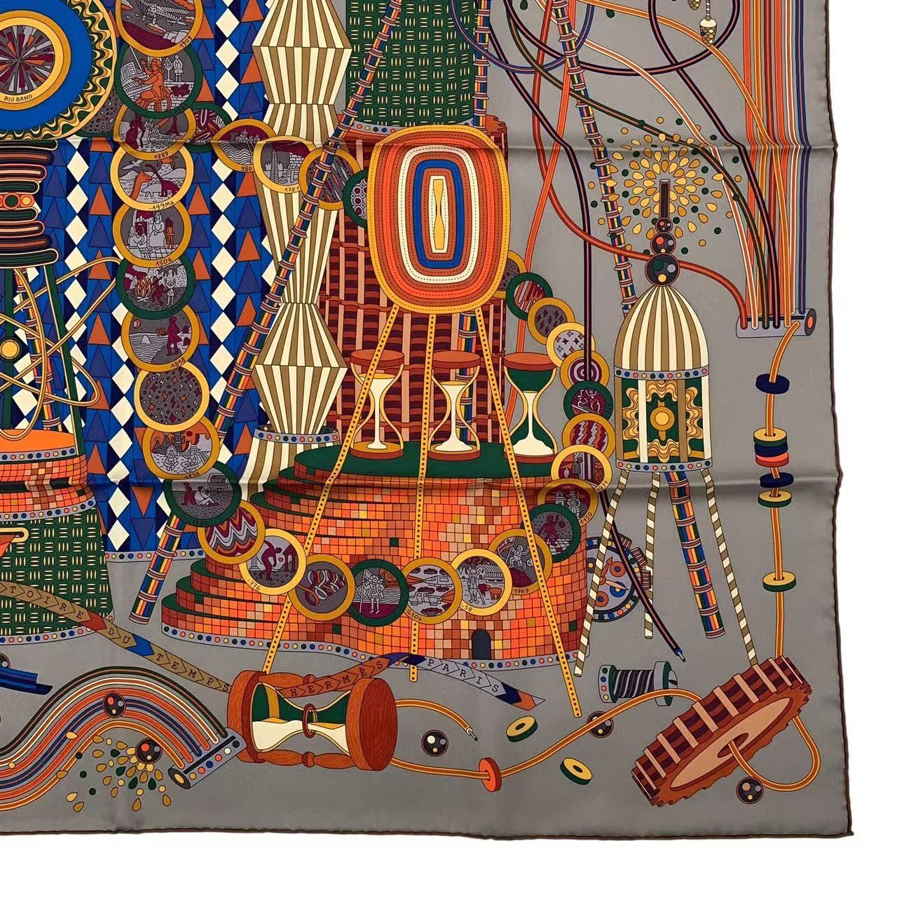 新品同様 HERMES エルメス カレ90 LELABORATOIRE DU TEMPS 時の実験室