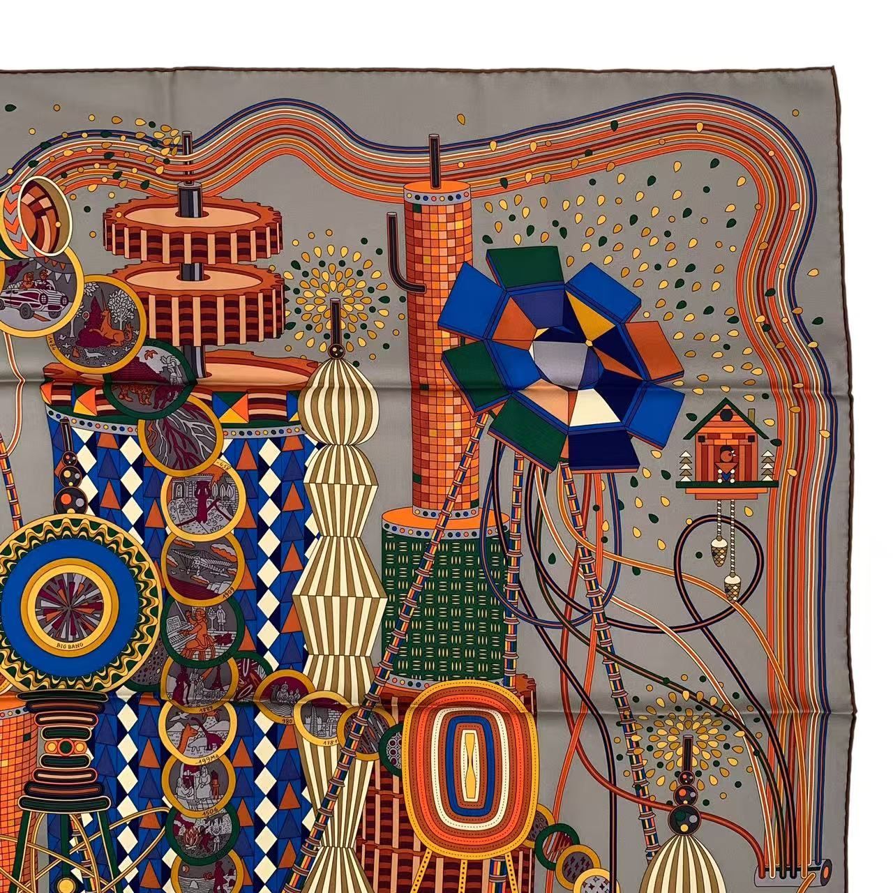 新品同様 HERMES エルメス カレ90 LELABORATOIRE DU TEMPS 時の実験室