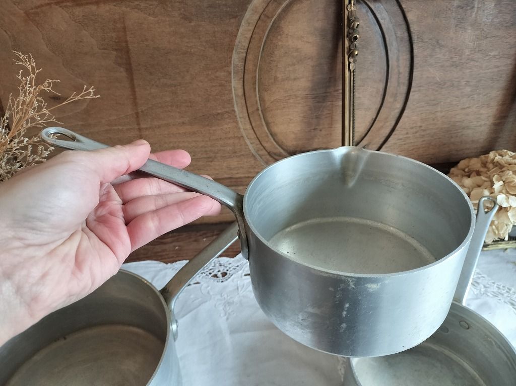 Tournus製 アルミ 平鍋 両手鍋 フランス アンティーク Tournus製 アルミ 平鍋 両手鍋 フランス アンティーク