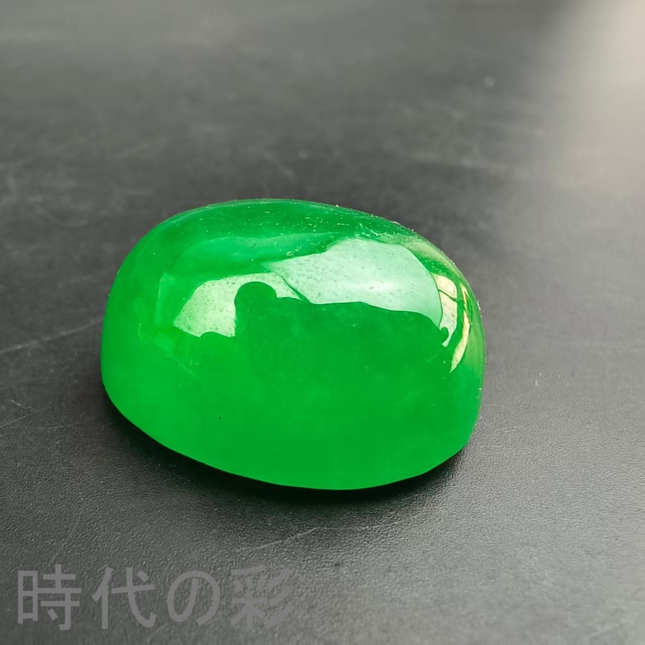 古玉老翡翠 特大戒面』中国古美術 古代ミャンマー 高冰満緑 手工精彫