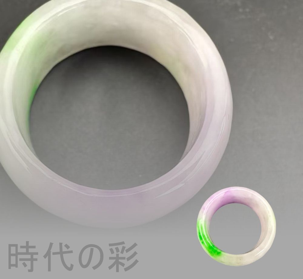 古玉老翡翠 指環リング』中国古美術 古代ミャンマー 紫青老種 手工彫刻