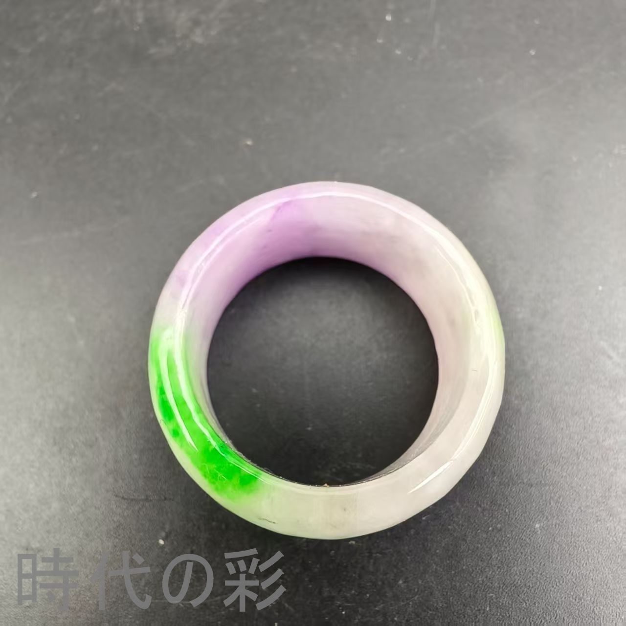 古玉老翡翠 指環リング』中国古美術 古代ミャンマー 紫青老種 手工彫刻 