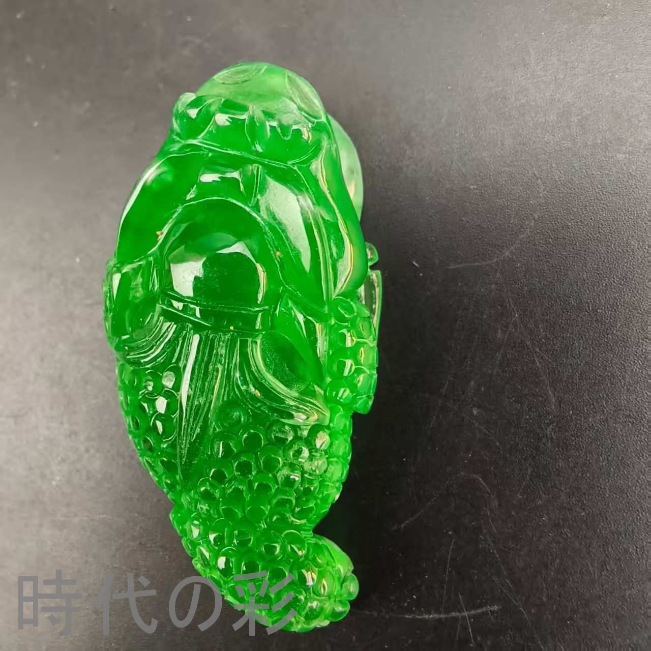 古玉老翡翠 金蟾モチーフ戒飾』中国古美術 古代ミャンマー 高冰満緑