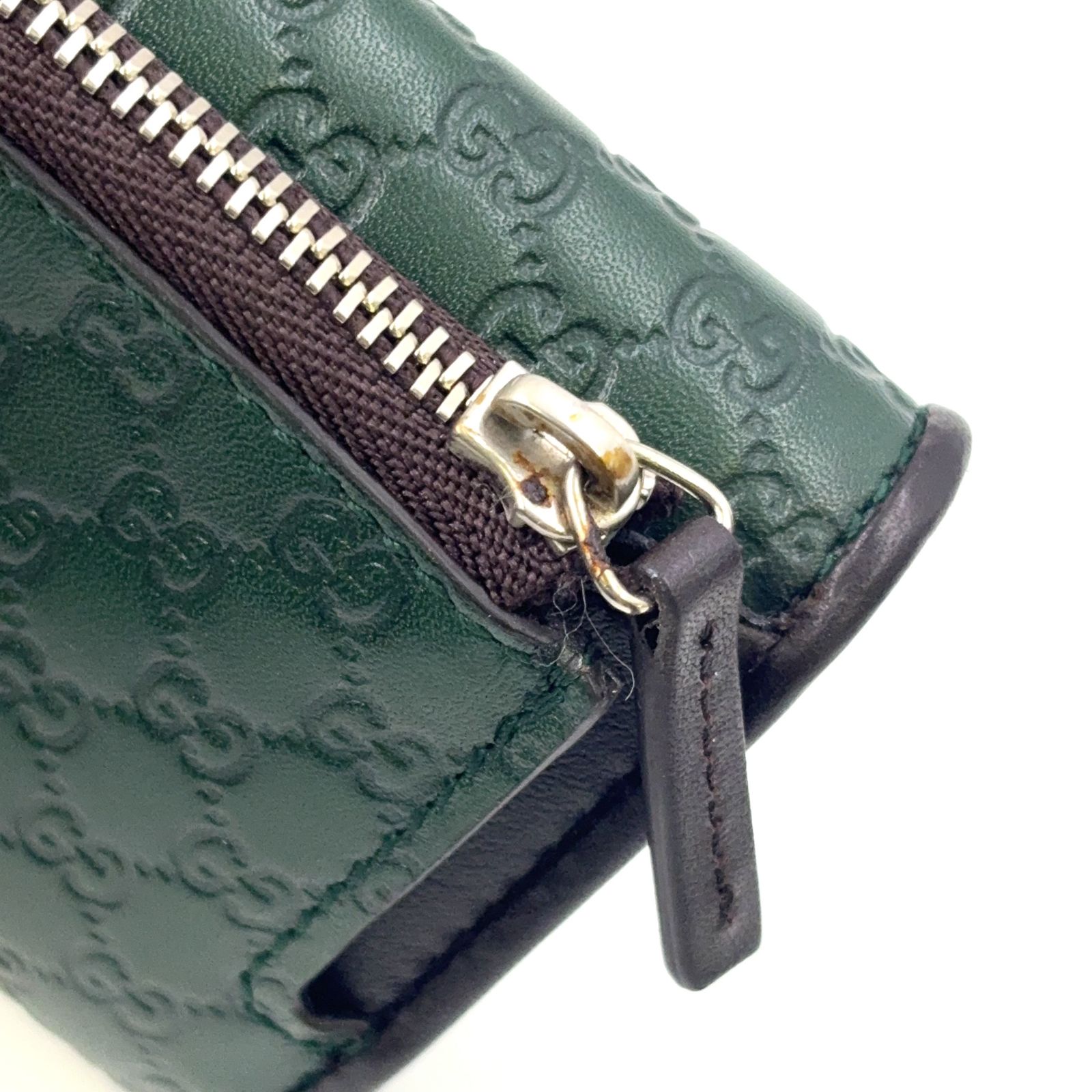 GUCCI マイクログッチシマ GG柄 6連 レザー グリーン×ブラウン キー