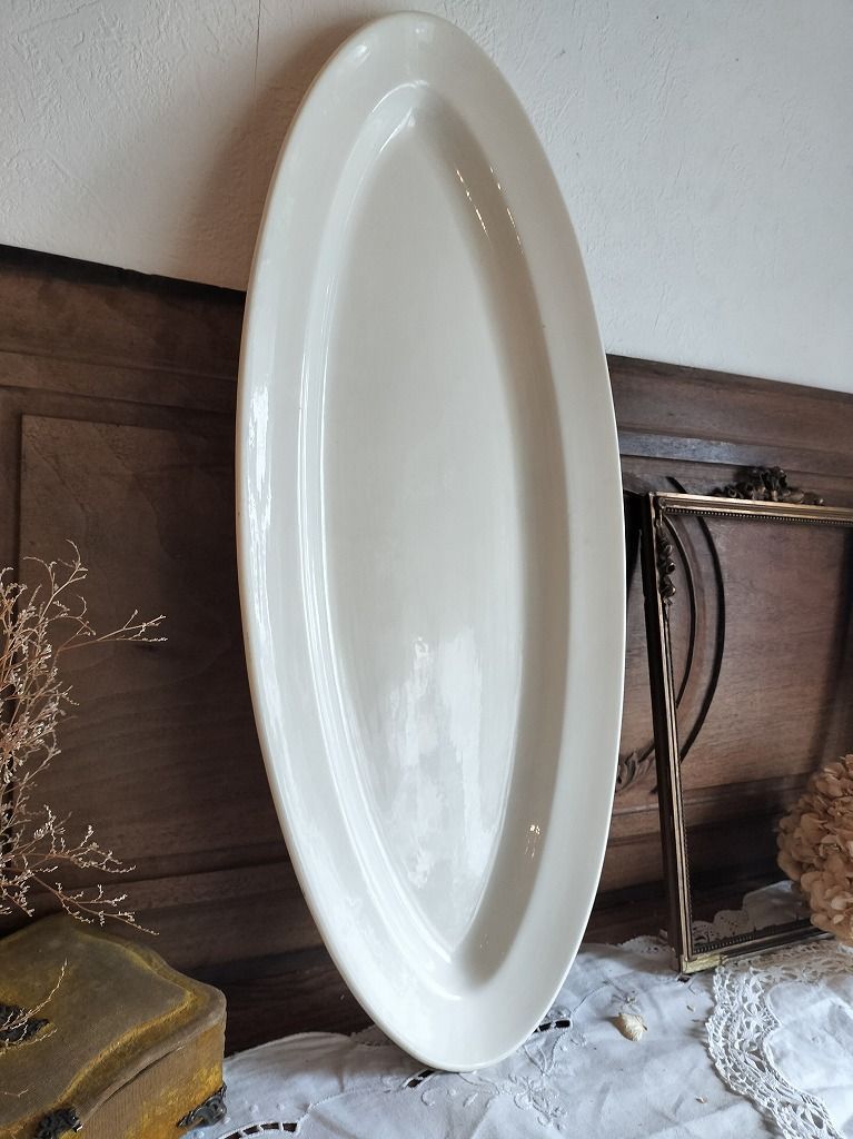 フランス アンティーク 特大 サルグミンヌ 魚プレート ポワソン 無地