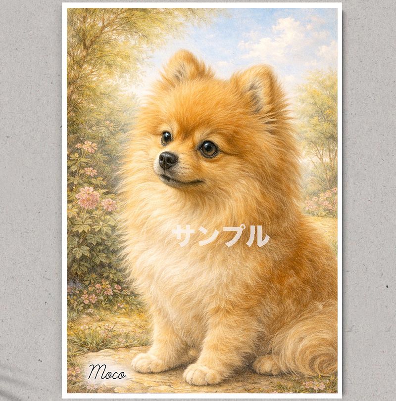 ポメラニアンのイラストポスター / 2枚セット/ A4 名入れ無料 - メルカリ