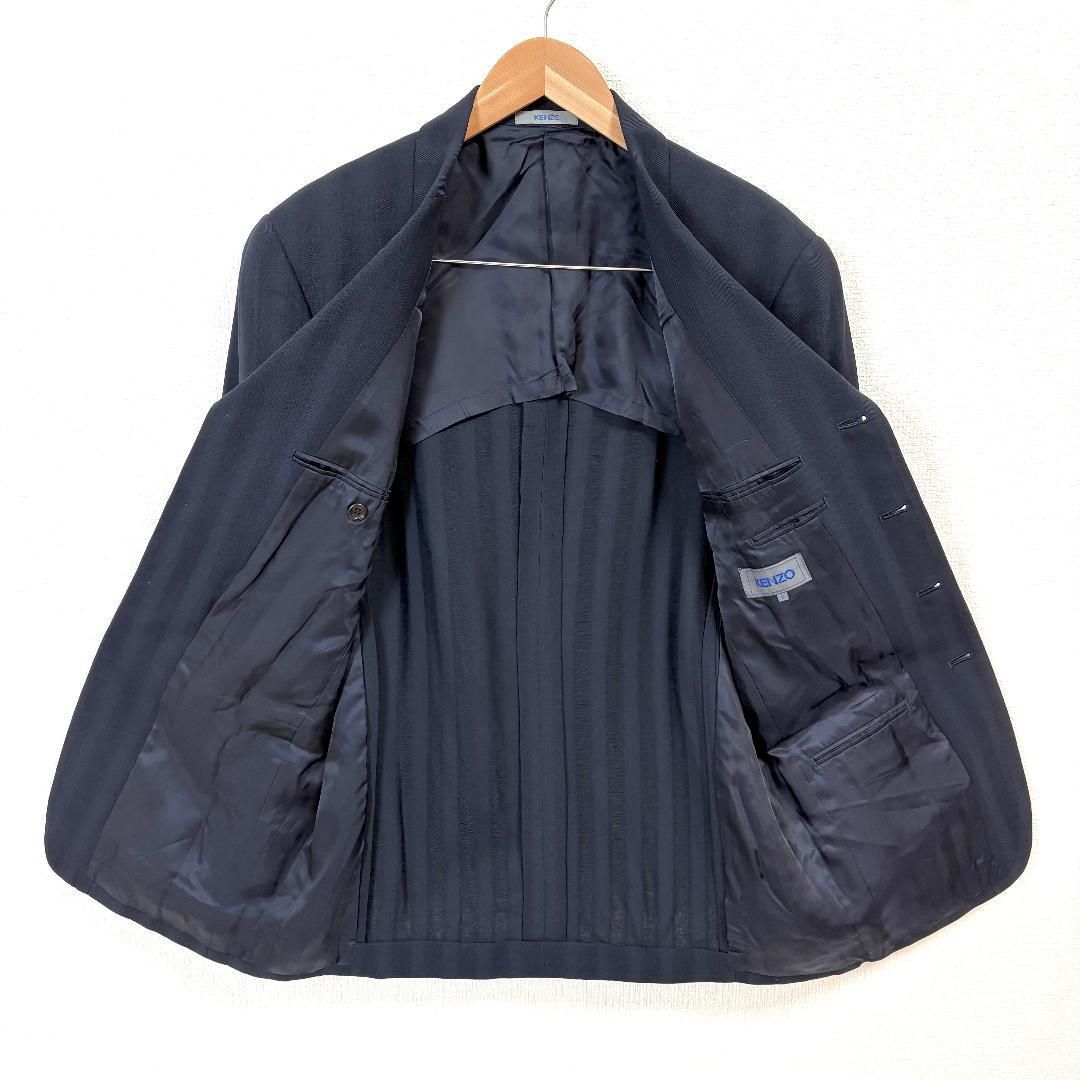 美品】 KENZO テーラードジャケット 2 ネイビー ストライプ - メルカリ