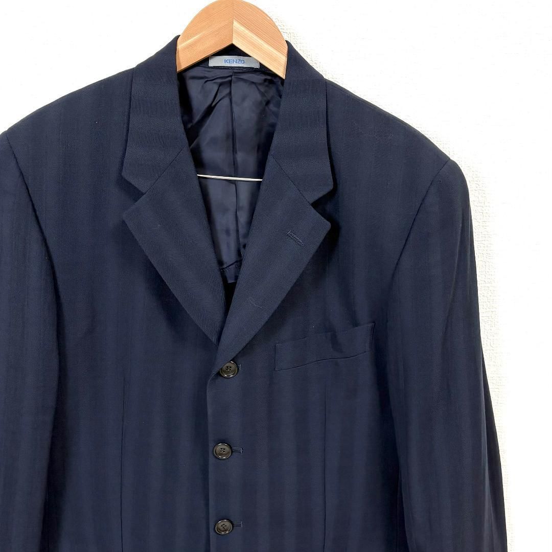 美品】 KENZO テーラードジャケット 2 ネイビー ストライプ - メルカリ