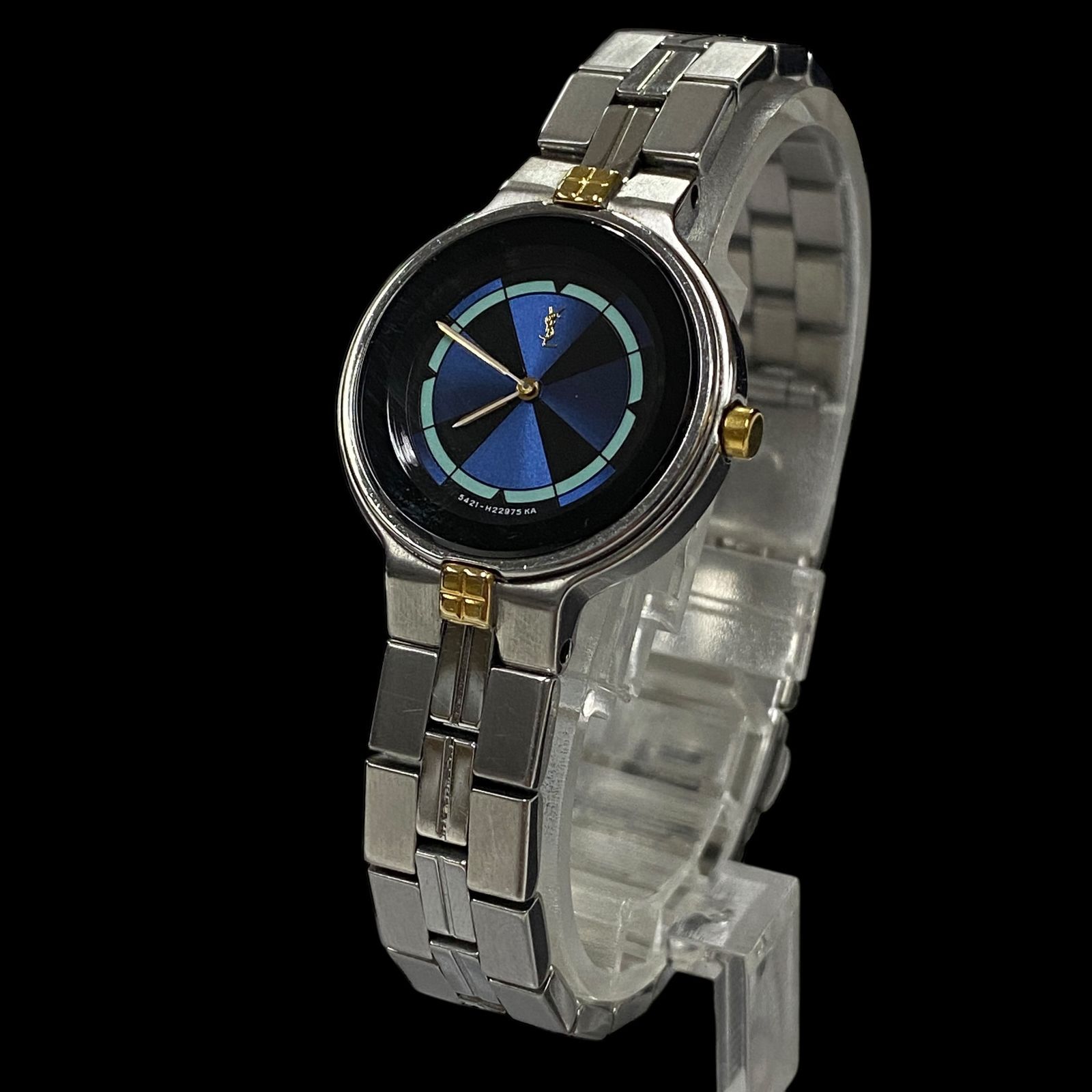 美品 Yves Saint Laurent ラウンド 腕時計 電池新品 クォーツ 新品電池 稼働品 Yves Saint Laurent イヴサンローラン レディース