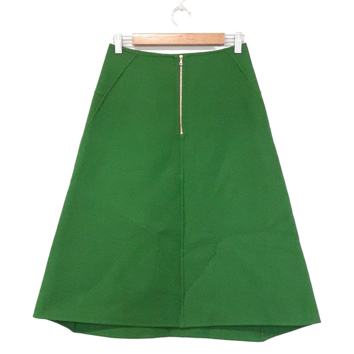 【美品】Drawer グリーンミディ丈スカート 36 美品】Drawer グリーンミディ丈スカート 36