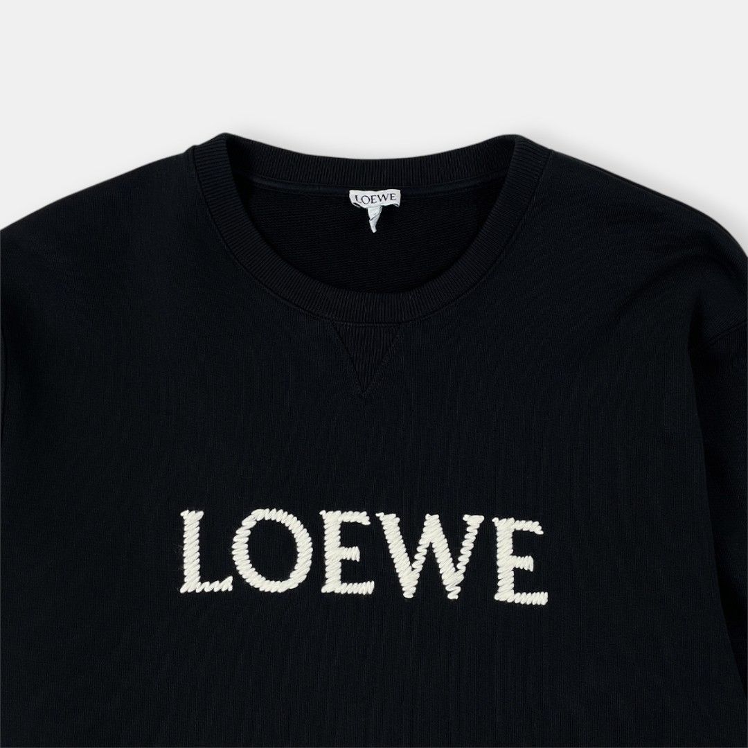 美品 LOEWE ロエベ ロゴ 刺繍 スウェット エンブロイダー クールネック