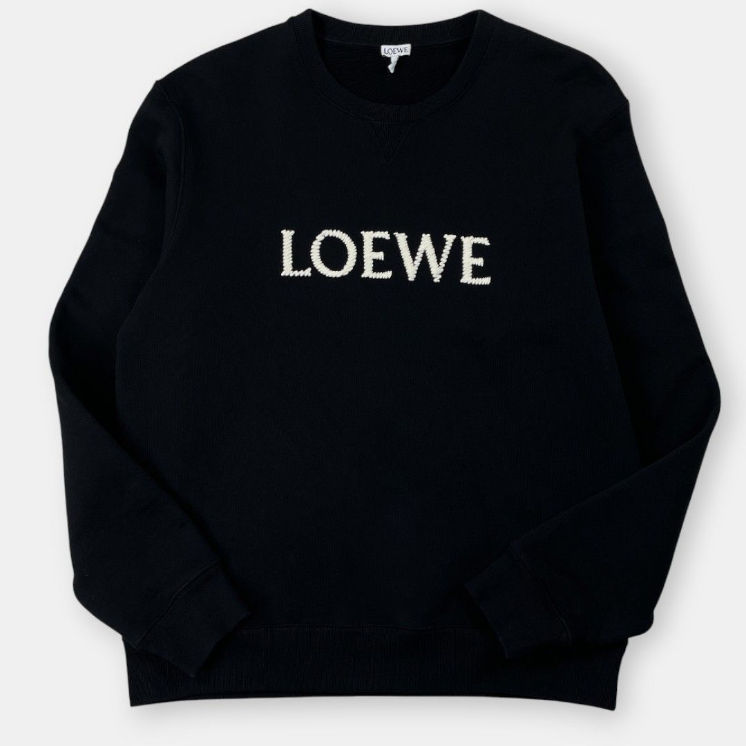 LOEWE ロゴトレーナーL　ブラック 美品 LOEWE ロエベ ロゴ 刺繍 スウェット エンブロイダー クールネック
