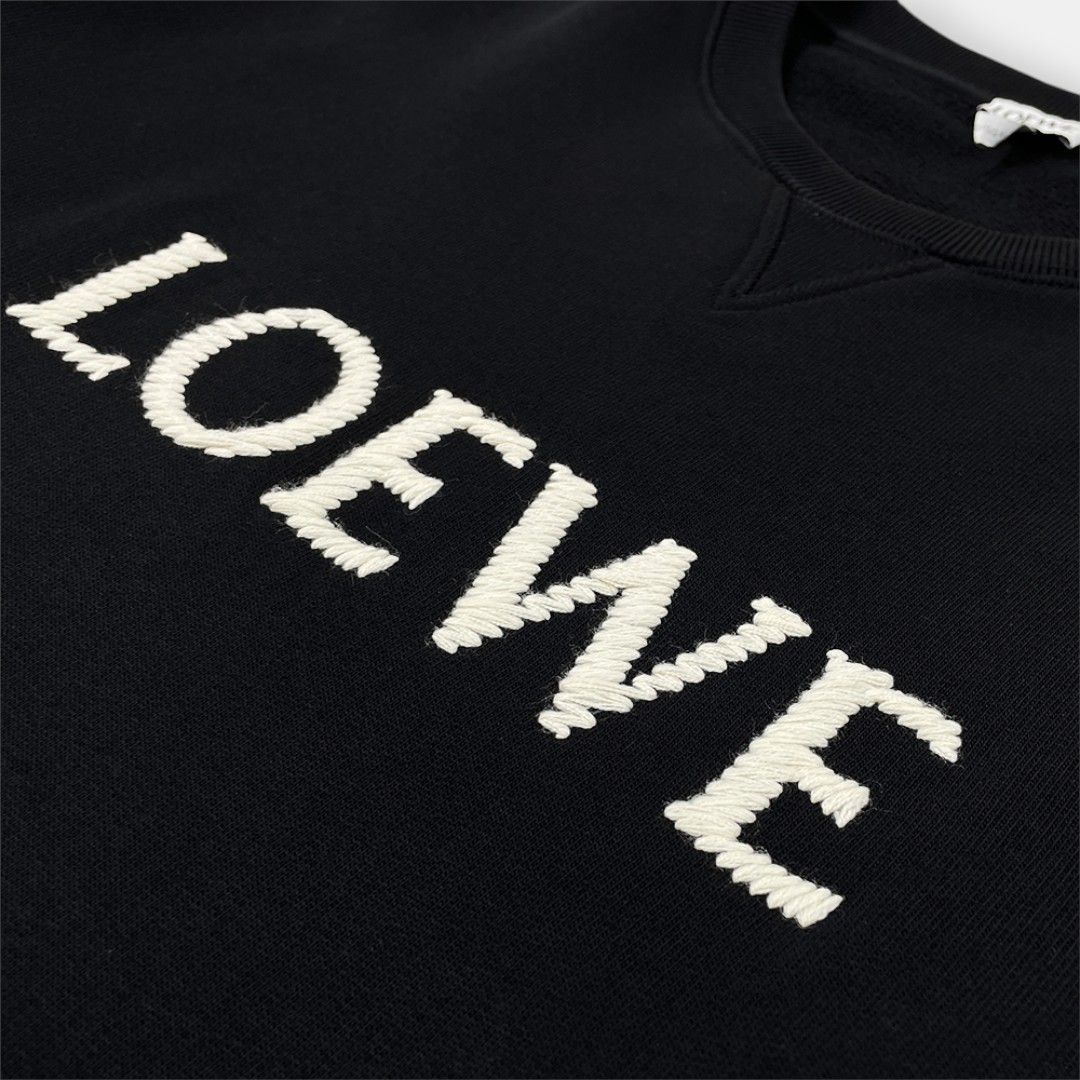 美品 LOEWE ロエベ ロゴ 刺繍 スウェット エンブロイダー クールネック