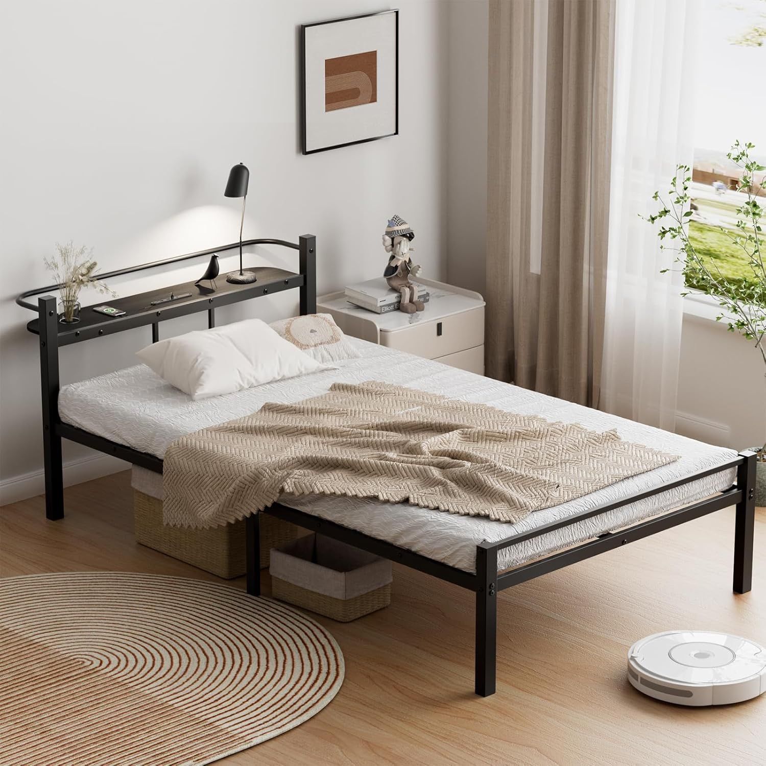 SuperKois] ベッドフレーム シングル ベッド 宮棚 2口コンセント