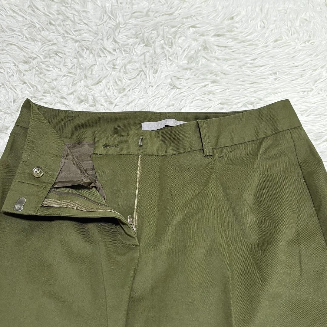 美品】 theory luxe ワイドスラックスパンツ 036 カーキ - メルカリ