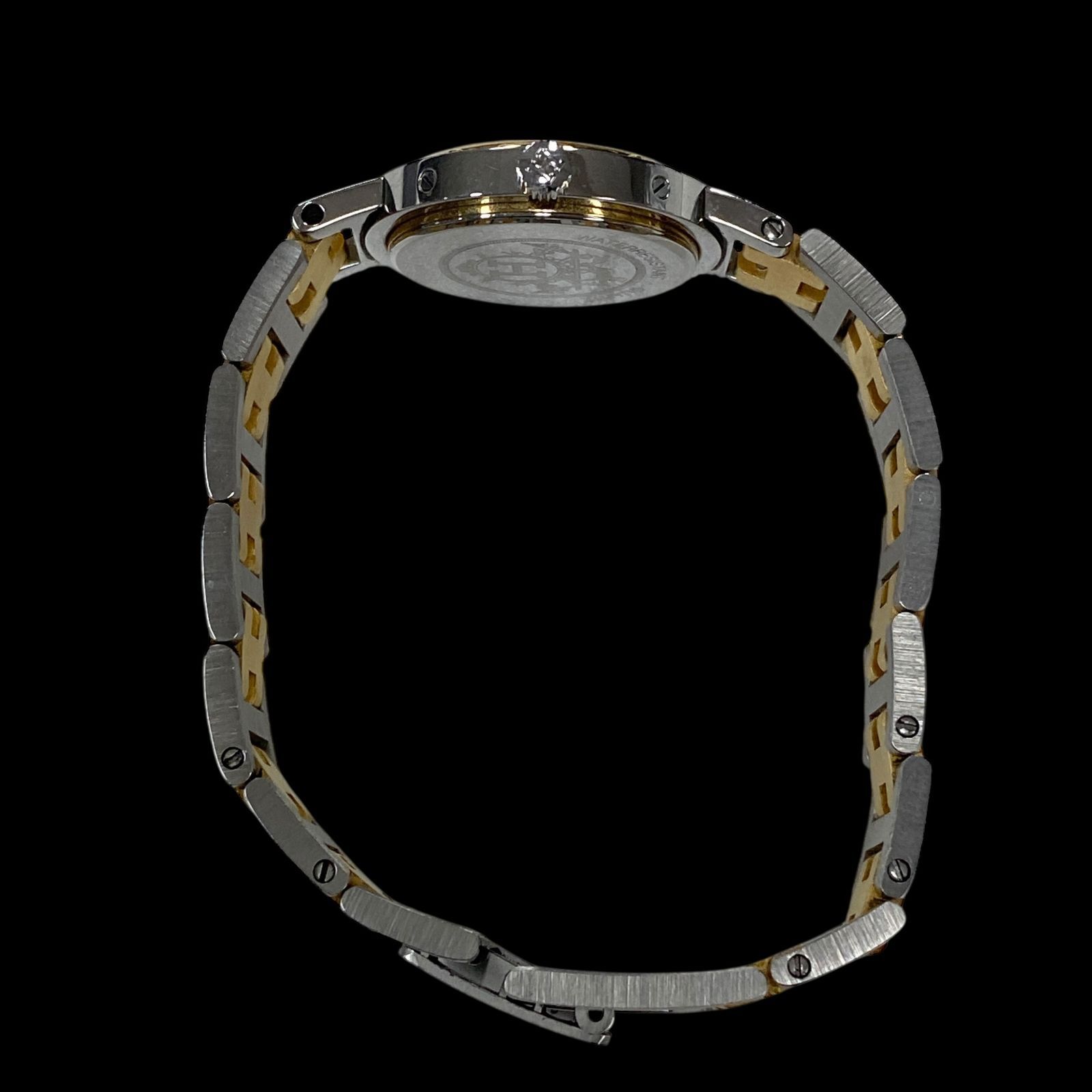 稼働品 美品 HERMES エルメス クリッパー デイト Hベルト コンビ