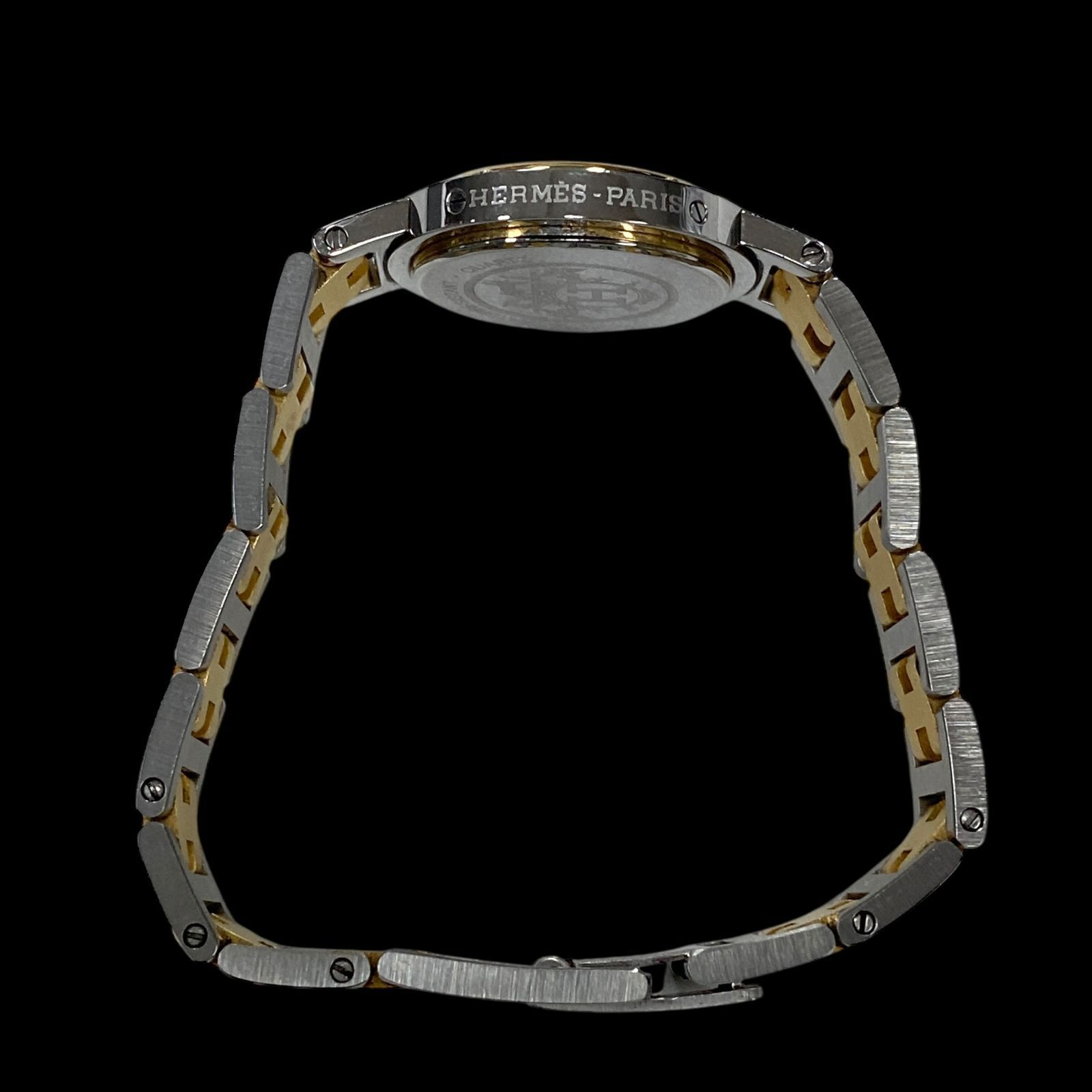 稼働品 美品 HERMES エルメス クリッパー デイト Hベルト コンビ