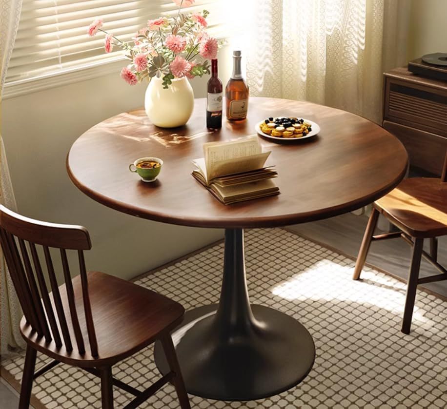 特価商品 (ダークブラウン) 組み立て簡単 リビング 食卓 作業台 円形