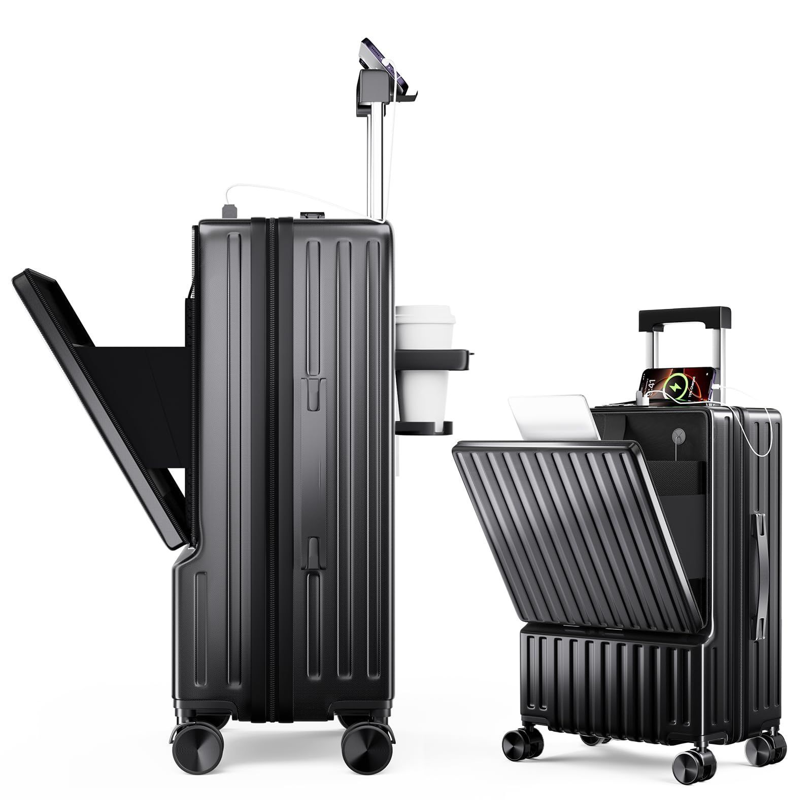 新商品 C充電機能 USB Type 携帯スタンド TSAロック搭載 キャリーバッグ 耐衝撃 隠しフック機能 静音 360度回転 カップホルダー付き 軽量 おしゃれ 機内持ち込み 旅行 ビジネス キャリーケース 出張 多機能 修学 泊まる