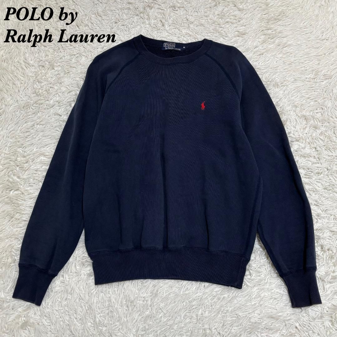 激レア　Ralph Lauren ネイビー スウェット ポニー柄　M 紺色 状態良好 現行品 ポロラルフローレン ポニー刺繍 総柄 スウェット ネイビー